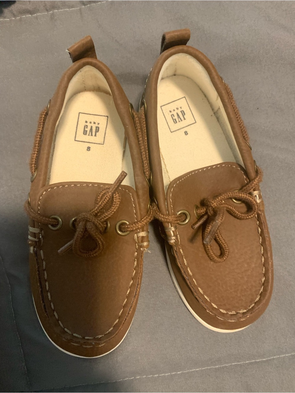 GAP Tan Brown Faux-Leather Kids Boat Moccasins